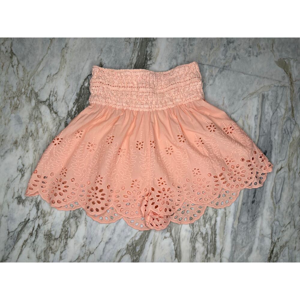 FREE PEOPLE Scalloped Hem High Rise Floral Cutout Embroidered Coquette Shorts XS - Picture 5 of 8